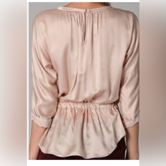 Taylor Silk Satin Beaded Tie Front Blouse Long Sleeve - Picture 3 of 16